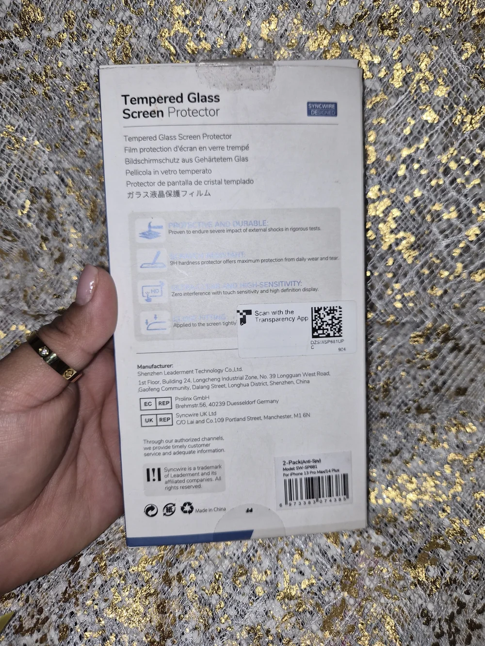 Syncwire Tempered Glass Screen Protector - Black Iphone 13 Pro Max And 14 Plus